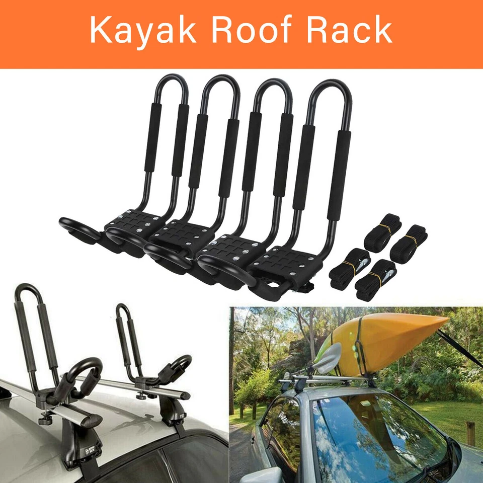 2 Pairs Kayak Roof Rack Carrier Boat Ski Surf Roof Mount Car Cross J-Bar Rack US - Image 2 of 4