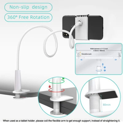 MARKENLOS 360° Halterung Tisch & Bett Schwanenhals Halter Ständer Lazy Phone Desktop Handy