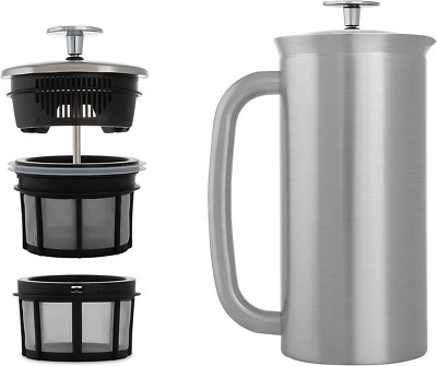 ESPRO - P7 French Press - Double Walled 32 Ounce, Brushed Stainless Steel 