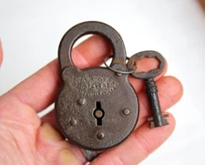 Antique Eagle Padlock w/ key old vintage lock tool box chest trunk display case