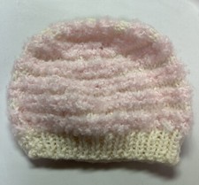 Hand-Knitted Girl's Hat, Girl's T 2-3 y/o, Striped Pink, New
