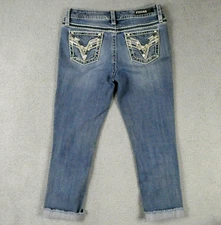 VIGOSS Chelsea Capri 6 L25  Denim Blue Jean Heritage Fit Sequins Rhinestones