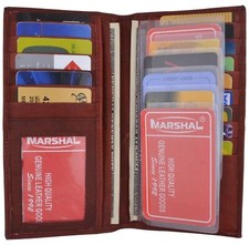 Genuine Leather Men Long Wallet Pockets ID Card Clutch Bifold Purse