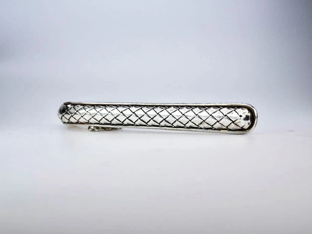 Bottega Veneta Tie Clip Bar Tie Clasps Intrecciato Sterling Silver AG925  Chain | eBay