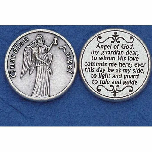 Guardian Angel Prayer - Silver tone  Pocket Coin