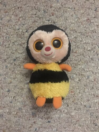 RARE Ty Beanie Boos STING the Bee 6&#034; Beanbag Plush Toy w/ Solid Eyes Preowned