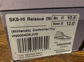 VANS NINTENDO NES Controller Sk8 HI Mens 10.5 Never Worn-NIB
