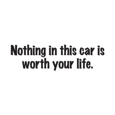 Nothing In Car Worth Life - Decal Sticker - Multiple Colors & Sizes - ebn3199