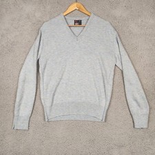 Robert Bruce Sweater Mens Medium Blue Speckled Vintage V Neck Pullover Made USA
