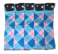 Ladies Over Knee high Argyle Design Horse riding Socks Christmas Gift 3 Pairs