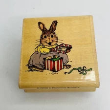 Holly Pond Hill A Christmas Surprise Uptown Rubber Stamp Mouse Opening Present