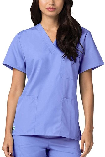 Adar Universal Unisex Scrubs - V-Neck Tunic Scrub Top, Size L, Ceil Blue, 601 - Picture 2 of 4