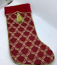 Christmas Stocking Velvet burgundy and gold with tassel 18” X 10”