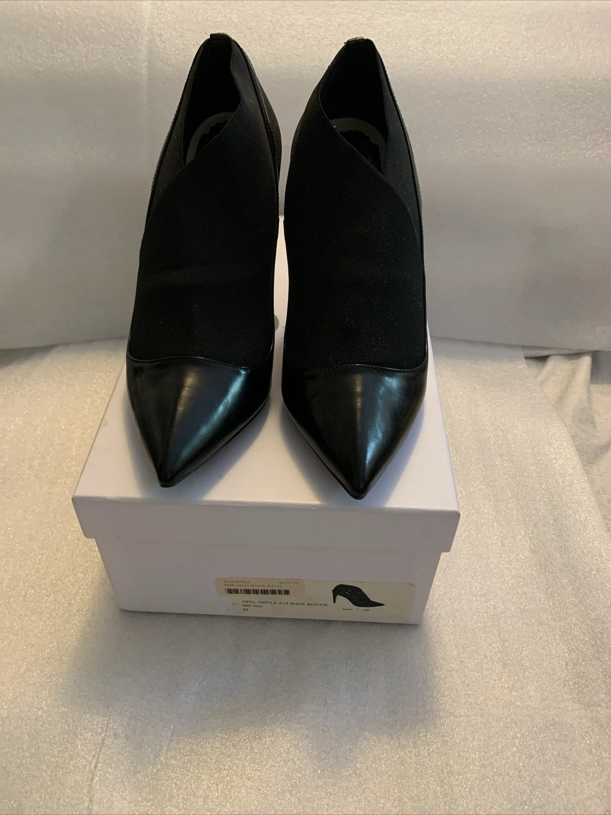 Bottines femmes Dior en cuir noir et tissu élastique bout pointu taille 37