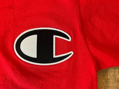 Champion Vintage 90's Heritage Tee T Shirt Big C Logo Red Mens