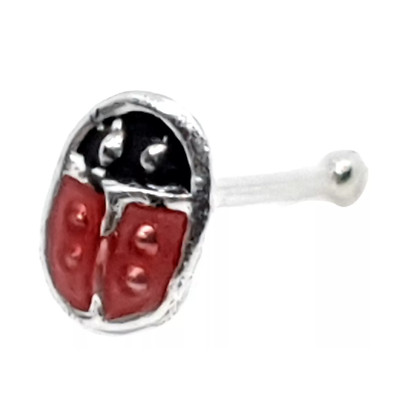 Ladybird Nose Stud Bug 22g (0.6mm) 925 Silver Closed Wings Ball End Jewellery