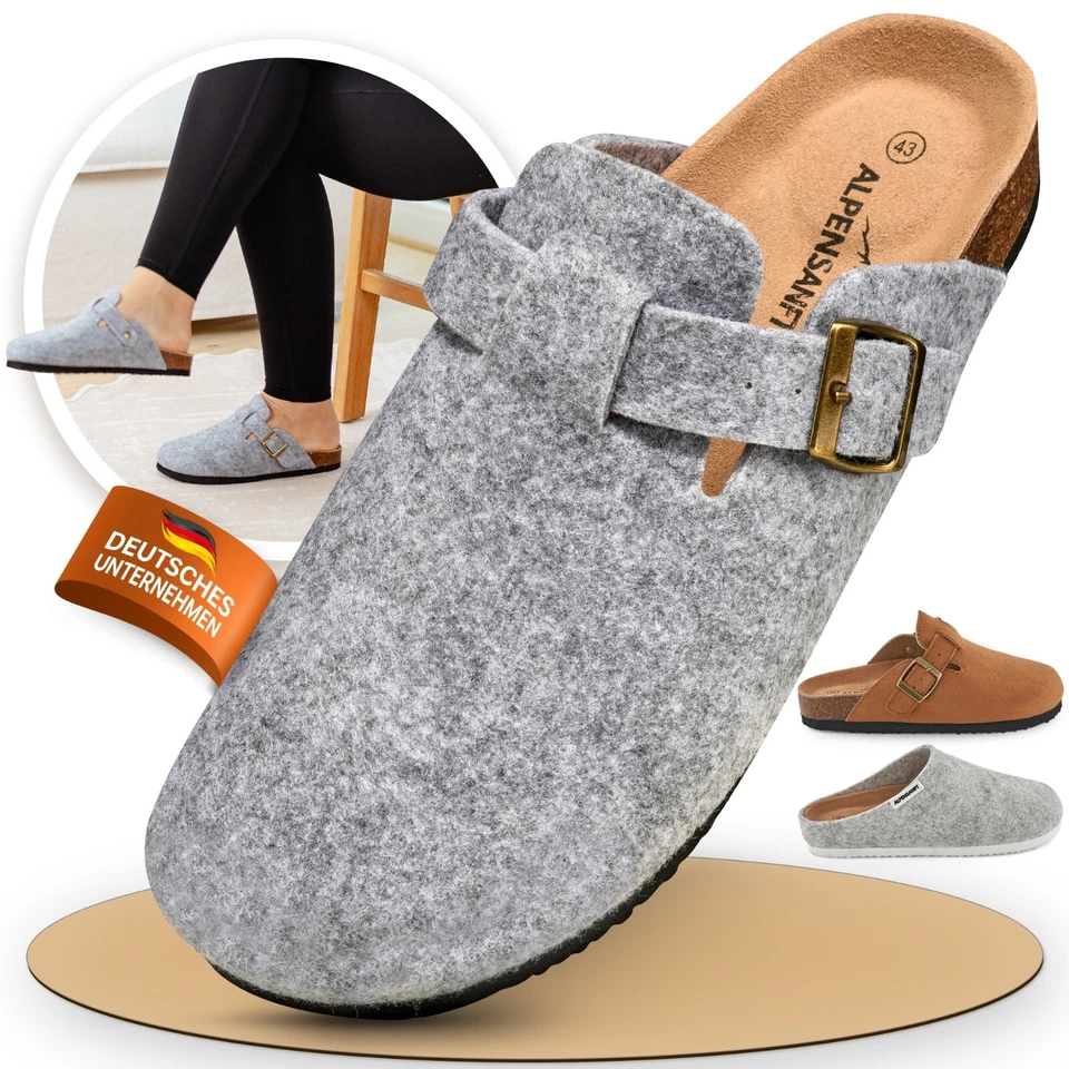 Alpensanft Damen Herren Clogs Hausschuhe Filz, Kork, Innensohle Echtleder 36-45 - Bild 2 von 4