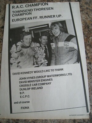 RAC CHAMPION TOWNSEND THORESEN DAVID KENNEDY 1976 ADVERT APPROX A4 SIZE FILE 6