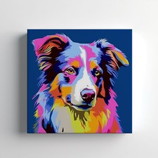 Stampa tela cane pastore australiano colorata arte da parete animale domestico immagine animale regalo