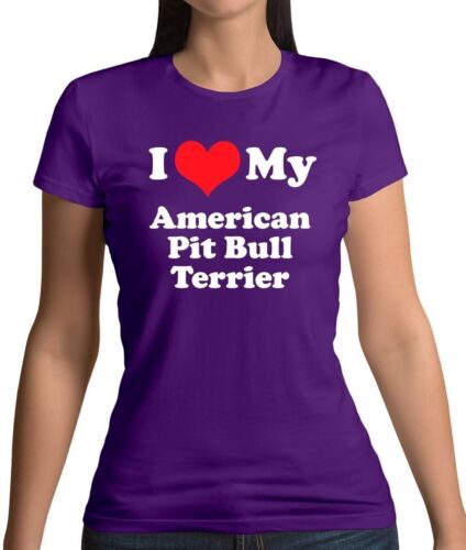 I Love My Américain Pitbull Terrier - T-Shirt - Pit Bull Chien Animal - Picture 1 of 14