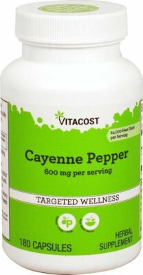 Vitacost Cayenne Pepper - 600 mg per serving - 180 Caps - 10/26