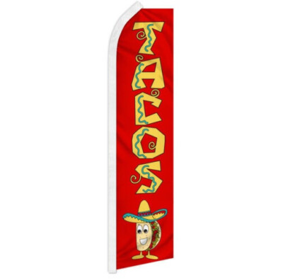 Pack of 2 Tacos Swooper Feather Advertising Flag Mexican Food Flag 100D