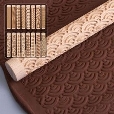 Ceramic Clay Texture Roller Carved Engraved Rolling Pin Embossed Dough Roller