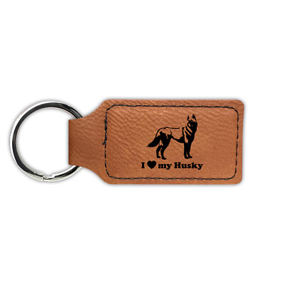 #ad I Love My Husky Keychain Leatherette Laser Engraved Key Chain siberian $14.99