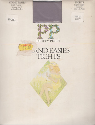 PRETTY POLLY - STAND EASIES STRUMPFHOSE - SMALL - SILBERGRAU - (BRANDNEU)