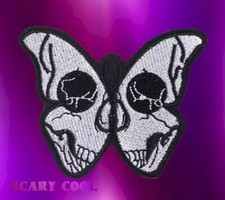New Skull Butterfly Horror Halloween Biker Embroidered Iron On Patch