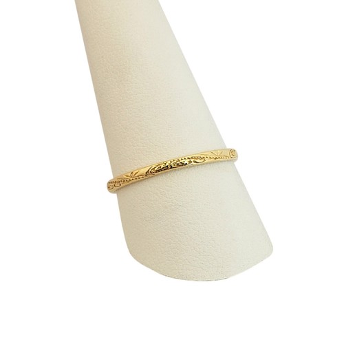 Solid 18K Women's Yellow Gold Engraved Hawaiian Scroll Ring 2mm Midi Size 1 - 12 - Picture 8 of 9