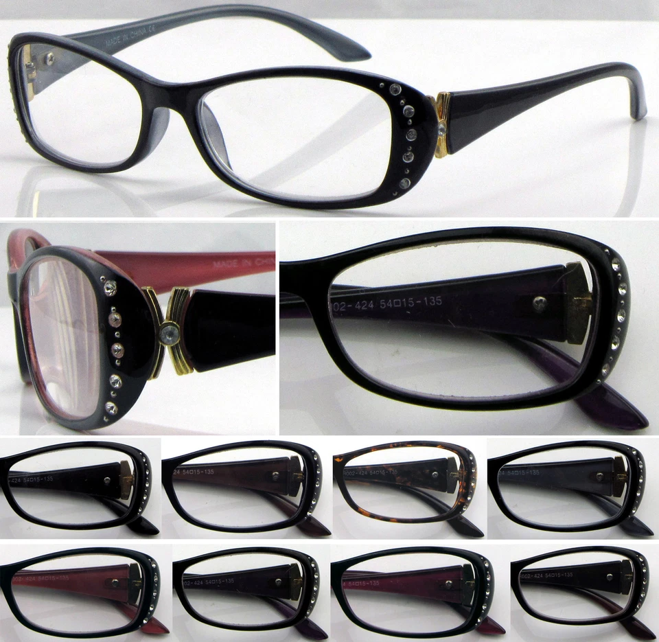 Womens Reading Glasses Stylish Diamante Designed Frame Metal Hinge +50~+375 L424