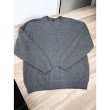 Clan Douglas Men's V-Neck Pure Cashmere Sweater Size L Gray Made in Scotland