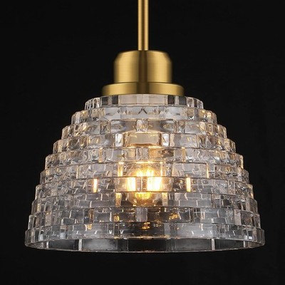 3 Pack Glass Pendant Lights Kitchen Island 8.7 Inches Modern Gold Glass Penda...