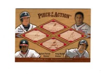 2001 SP Game Bat Milestone Piece Action Quad #JJFM CJones/AJones/Furcal/Maddux