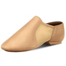 Women's Jazz Shoes Leather Split Sole Dance Shoes for Women Men, Black Brown