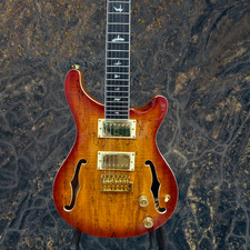 Ship US Semi-Hollow Electric Guitar Amber Sunburst Finish Gold Hardware F-Holes