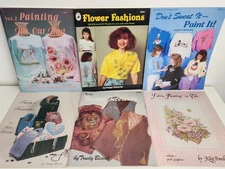 Tole Decorative Painting On Clothes Fabric Vtg Craft Pattern Book Lot GrannyCore