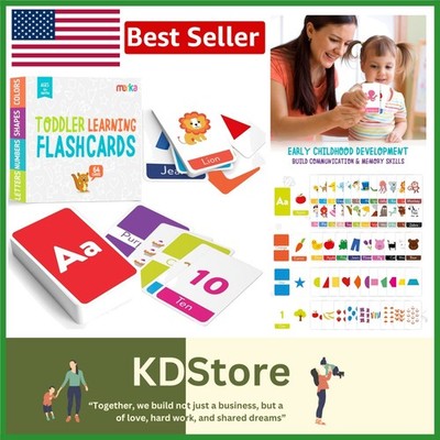 Compact Interactive Alphabet & Number Flash Cards for Kids - 64 Colorful Cards