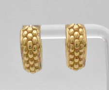 Orecchini a cerchio triangolari vintage italiani FOPE oro giallo 18 ct motivo mattoni