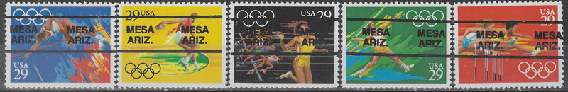 ARIZONA PRECANCELS, COMMEMORATIVES, SUMMER OLYMPICS, MESA, TYPE L-1 HS, 5 DIFF.