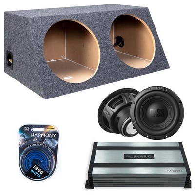 Alpine W12S4 BassLine 12'' Car Subwoofer Bundle Dual Sub Box w/ HA-A800.1 Amp