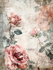 Pink Rose Letter #2 | A4 Mulberry Rice Paper | Paper for Decoupage