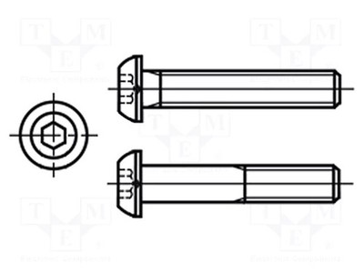 0,7 Kopf: Kugelkopf Sechskant M4x25 Schraube HEX 2,5mm