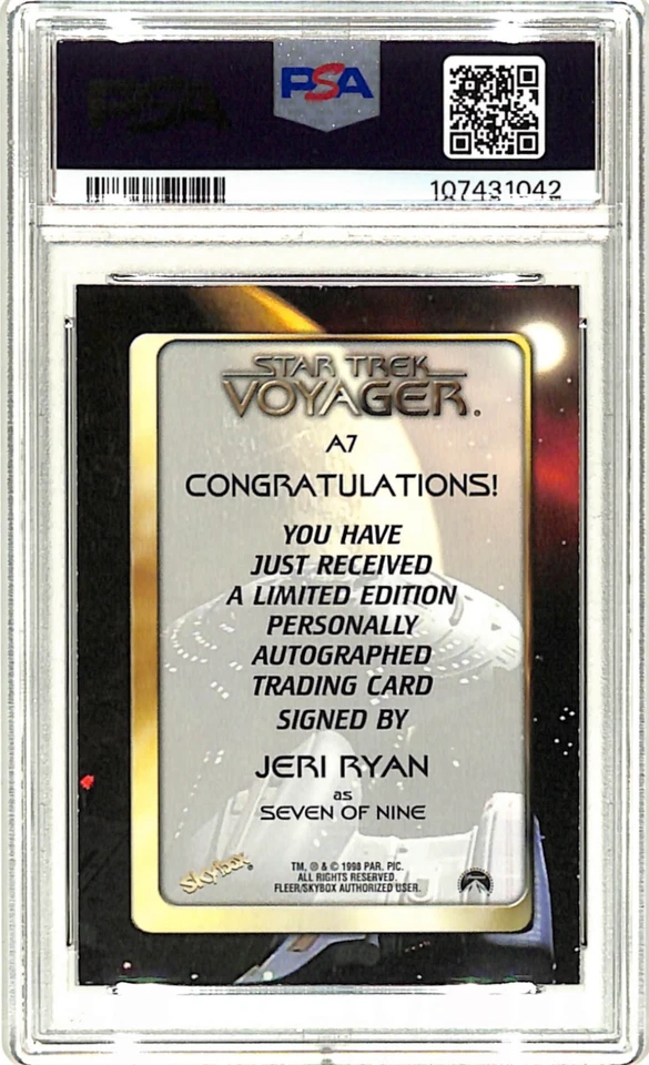 1998 Star Trek Voyager Profiles JERI RYAN Signed Card #A7 PSA/DNA Slabbed - Image 3 of 3