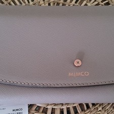 Mimco Women’s Grey Solid Snap-Button Wallet with Logo Accent RRP $199 no box
