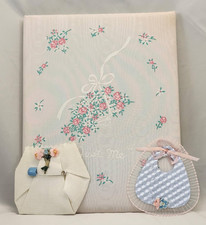 Vintage Gibson "Just Me" Baby Record Book New Old Stock Blue Floral Moir 