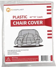 2 Pack Plastic Chair Cover for Moving and Storage 46"x 76" Plastic Furniture