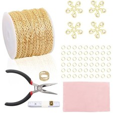 60 ft steel chains for jewelry making, gold permanent jewelry chain, e
