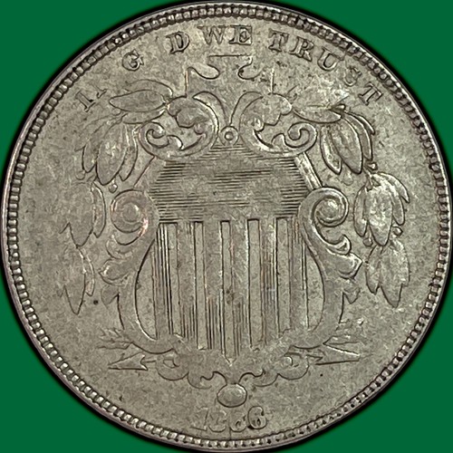 1866 Rays Shield Nickel Extremely Fine XF Coin #41387